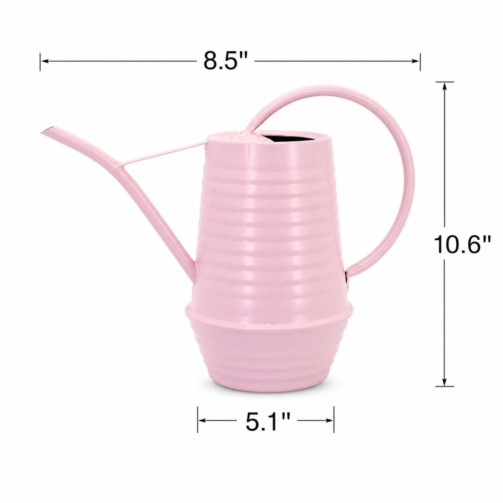 HORTICAN Small Watering Can, Matte Pink (Almost Mauve), 34oz., Metal Watering Can with Long Spout, Nice Indoor Water Can, Plant Water Can for Indoor Plants