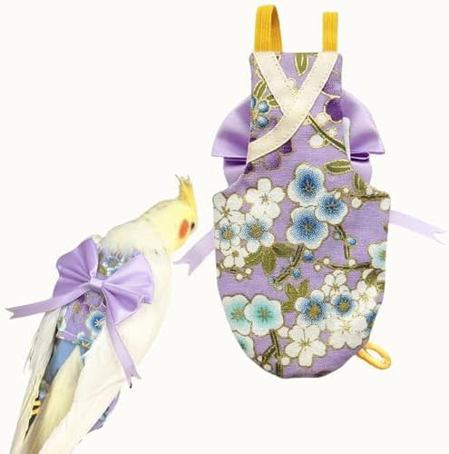Bird Flight Suits Diapers, Parrot Flight Suits Diapers for Quaker Parakeets Cockatiels Conures Macaw African Grey, Bird Diaper, Parrot Clothes (Purple A,XL)