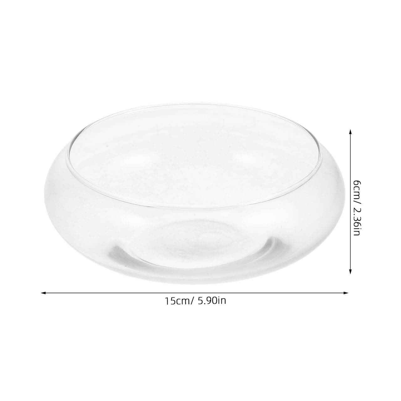 Glass Terrarium Bowl: 5.90" Round Shallow Planter and Betta Fish Tank - Clear Glass Bowl Vase for Hydroponics, Succulents and Wedding Table Decor (15cm Wide)