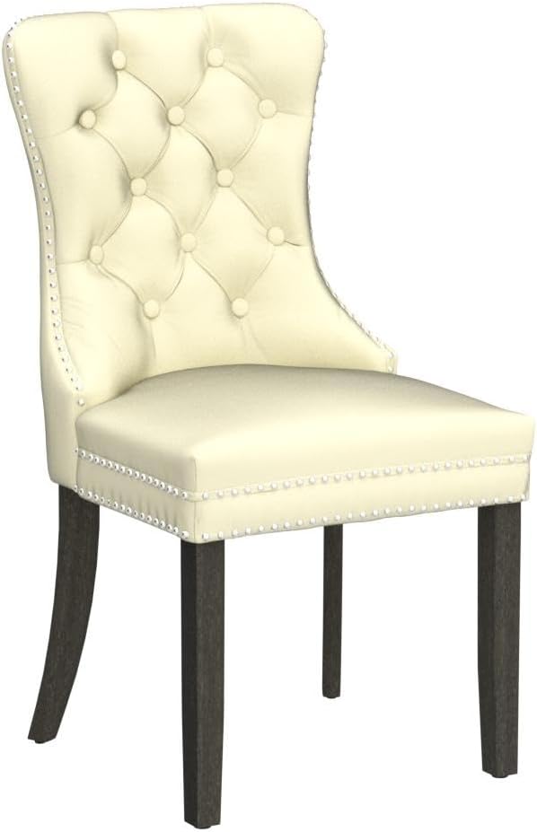 KCC Faux Leather Dining Chairs Set of 2, Upholstered High-end Tufted Dining
