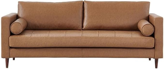Pemberly Row Eco Leather Sofa, Light Brown Finish, High Density Sponge Foam