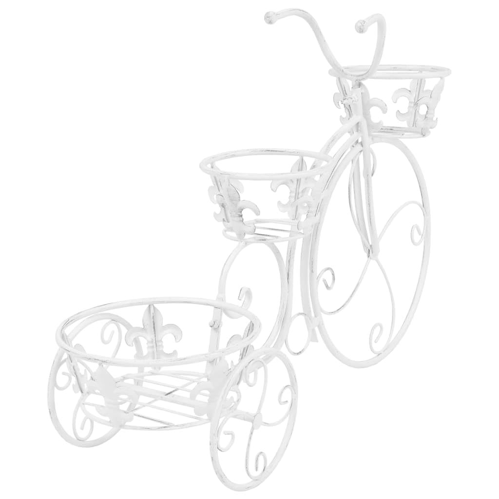 GOLINPEILO Plant Stand Bicycle Shape Vintage Style Metal, Tricycle Plant Stand Flower Pot Cart Holder for Home, Garden, Patio,Mother’s Day - Parisian Style (Antique White)
