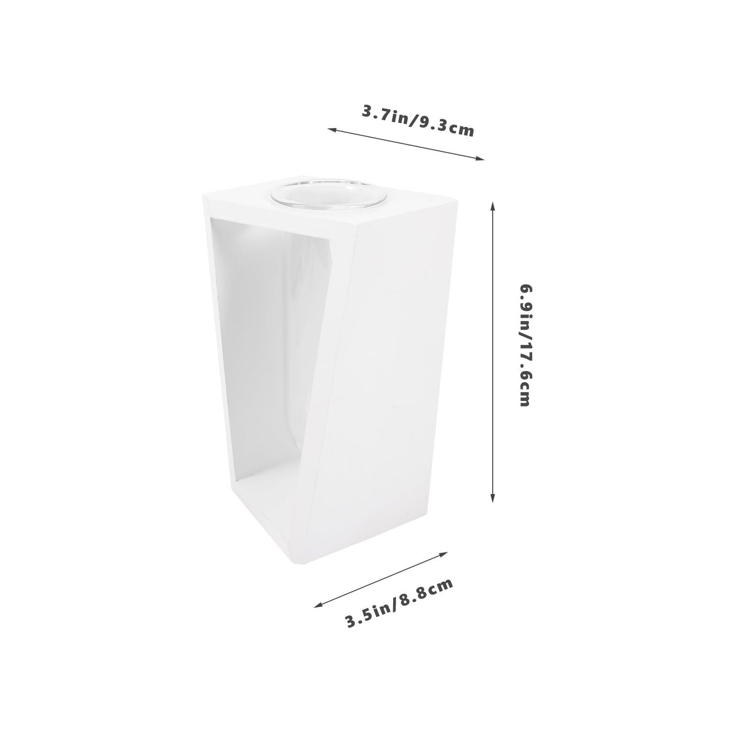 PRETYZOOM Wooden Frame Test Tube Plant Vase for Indoor Hydroponic Propagation, Glass Flower Vase with White Stand, Tube Planter Terrarium for Home and Office Décor