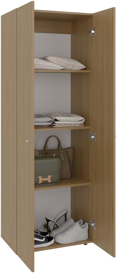 Soham Closet System Eco-Friendly Bedroom Organizer in Macadamia Finish