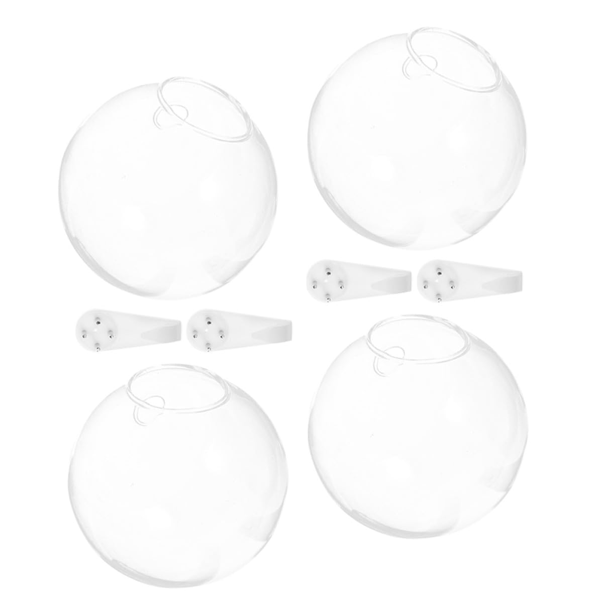 Operitacx Wall-Mounted Hydroponic Glass Vase Set 4pcs, Hanging Glass Plant Holder with 10cm Terrarium Bottles and Adhesive Crystal Clay for Indoor Home Décor