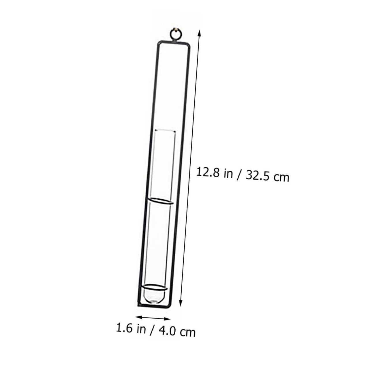 BESTonZON Wall Hanging Hydroponic Glass Test Tube Flower Vase Set with Iron Frame Plant Propagation Tubes for Home Garden Decoration Includes 3 Hemp Ropes and 3 Adhesive Hooks