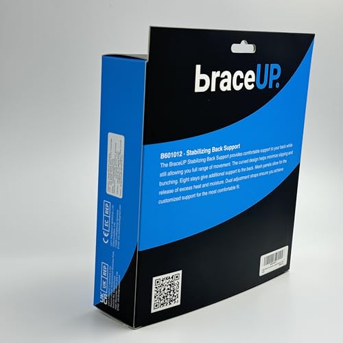 BraceUP Back Brace for Men and Women Lower Back - Breathable Waist Lumbar Support Belt for Sciatica, Herniated Disc, Scoliosis Back Pain Relief, with Dual Adjustable Straps (L/XL 35-43 In)
