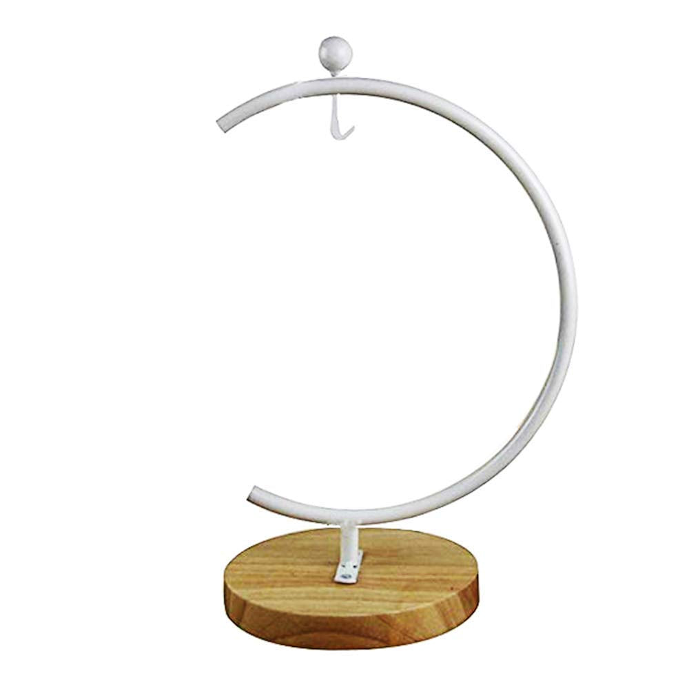 Archi G-Shaped Ornament Display Stand Iron Pothook Stand for Hanging Glass Terrarium/Picture with Wood Base(G Shape-White)