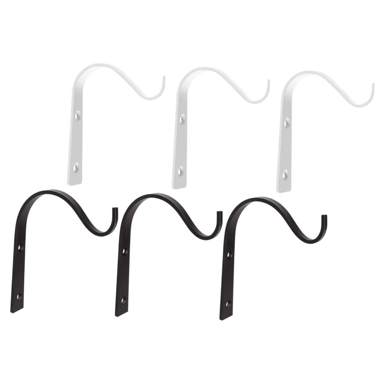 PHENOFICE 6pcs Wall-Mounted Wrought Iron Flower Basket Hooks for Outdoor Plant Hanging Heavy Duty Bracket Holders for Bird Feeders and Flower Pots