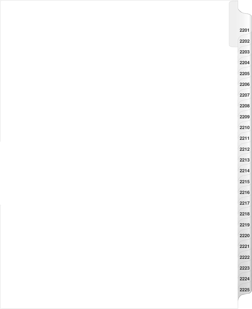 Exhibitindexes® Side Collated Exhibit Tabs AVE Style Bold Tabs Set of 2201-2225 | Made in The USA