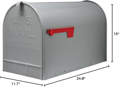 Gibraltar Mailboxes Stanley Extra-Large Capacity Galvanized Steel Grey, Post-Mount Mailbox, ST200000