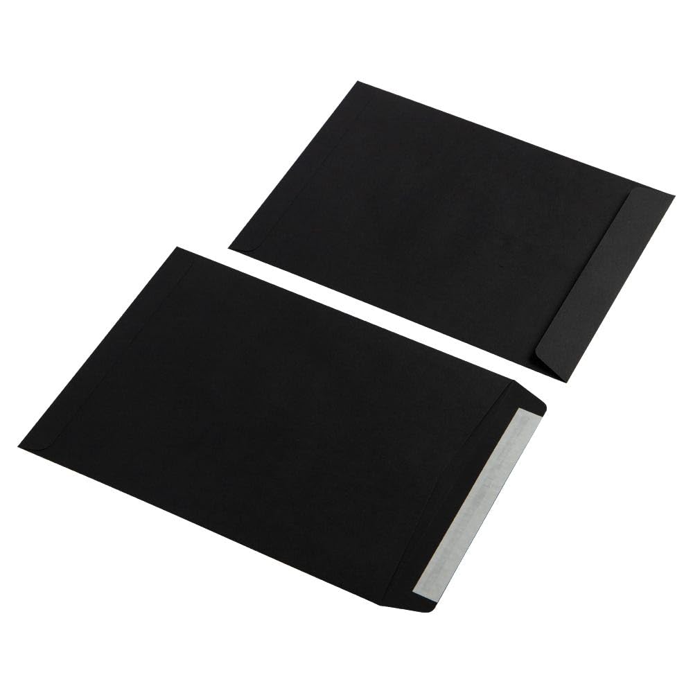 LUXPaper 10 x 13 Open End Envelopes | Peel & Press | Midnight Black | 80lb. Text | 50 Qty