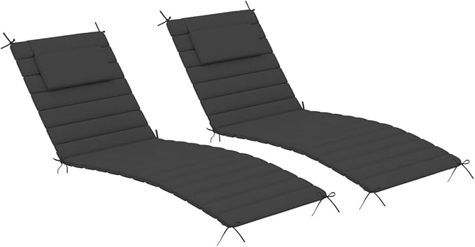 Sundale Outdoor Olefin Quilted Lounge Cushion Set of 2, Patio Foldable Chaise