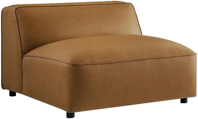 Modway Auren Vegan Leather Modular Armless Chair in Camel
