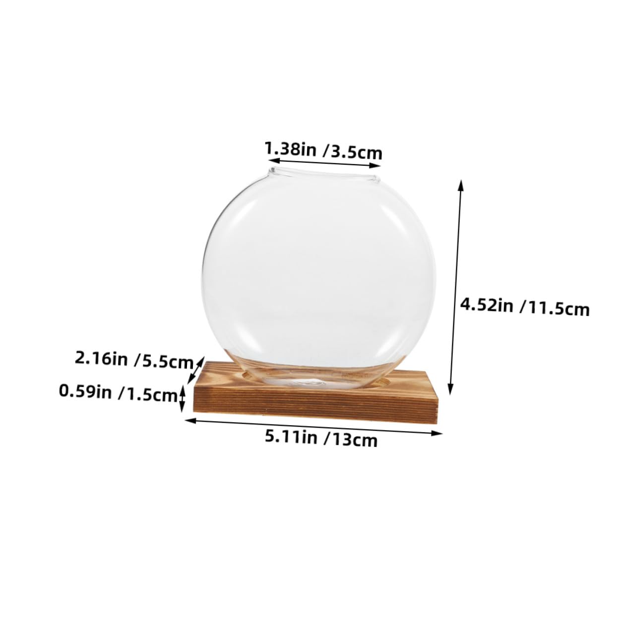 BESPORTBLE 2pcs Hydroponic Plant Propagation Vessels with Wooden Stand, Glass Containers for Home and Office, Plant Terrariums for Shelf Display and Indoor Gardening