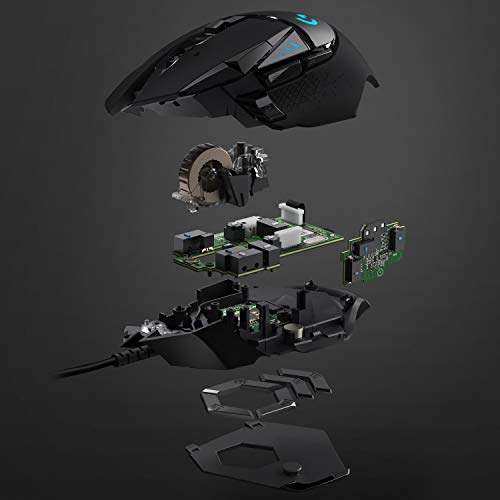 Logitech G502 HERO High Performance Wired Gaming Mouse, HERO 25K Sensor, 25,600 DPI, RGB, Adjustable Weights, 11 Buttons, On-Board Memory, PC/Mac