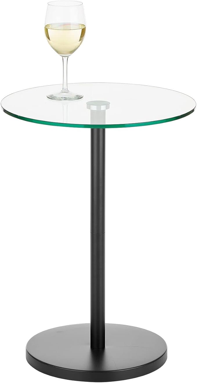 mDesign Glass Top Side/End Drink Table
