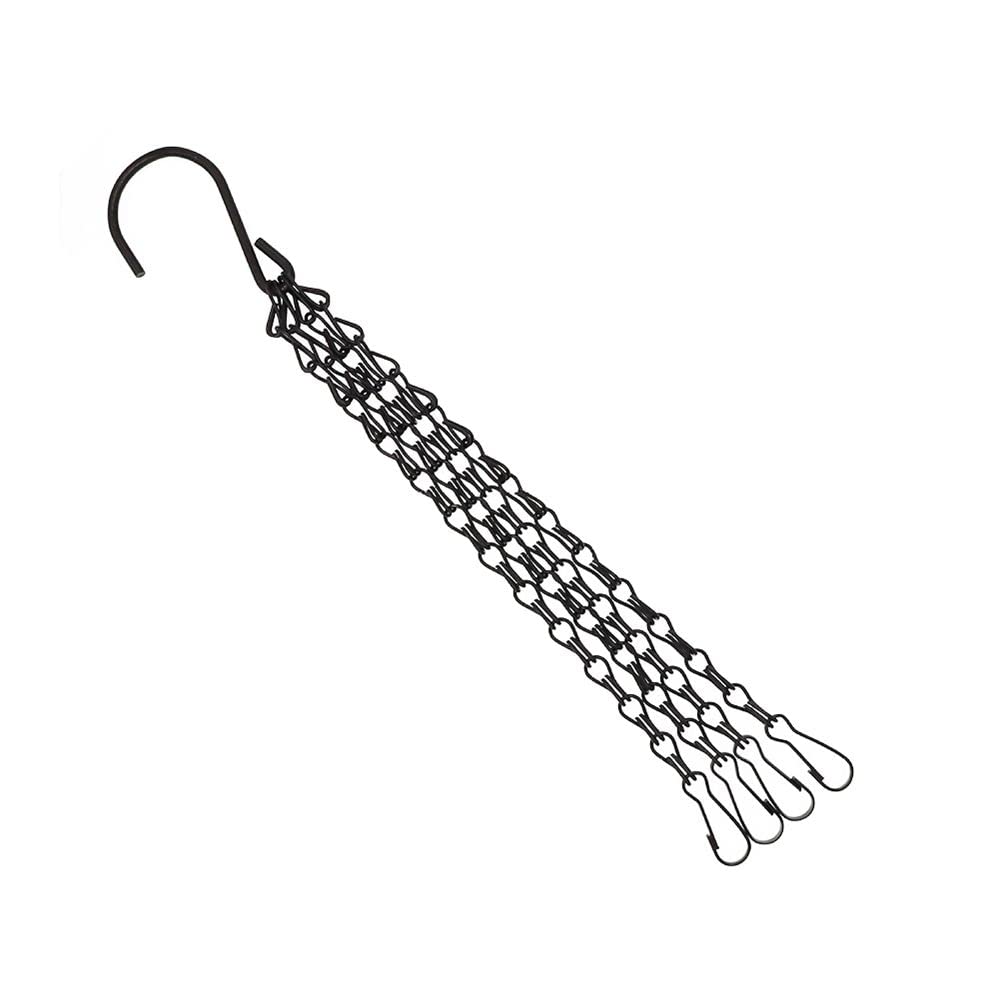 Andy's Orchids 4 Strand Metal Hanging Baskets Chain with Hooks, 4PCS 16inch Flower Plant Pot Chain, Indoor Outdoor Replacement Plant Hangers for Bird Feeders, Planters, Lanterns and Ornaments, Black
