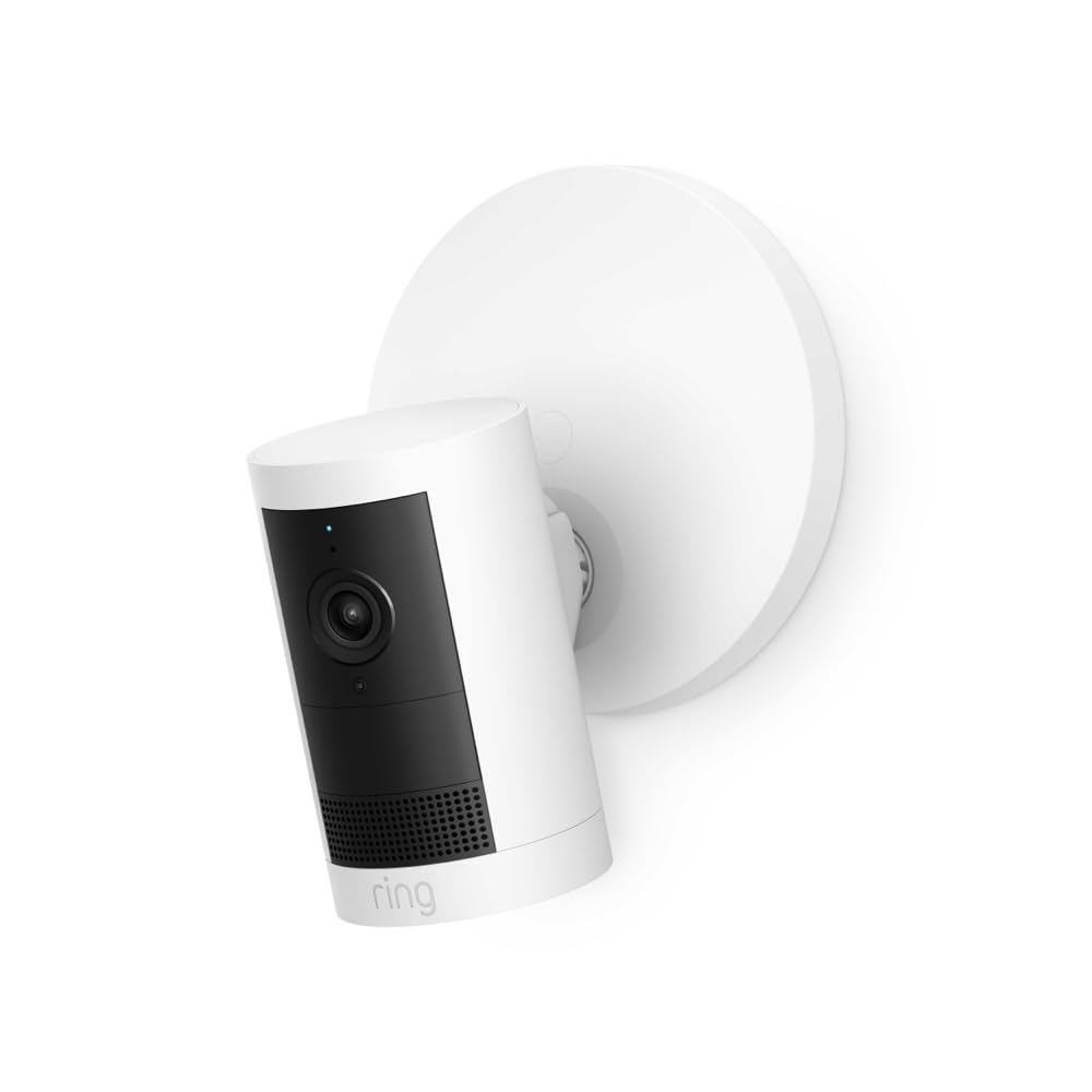 Ring Outdoor Cam Plus, Power over Ethernet (Newest Model) — Wide-Angle 2K Video with Ring Vision, Low-Light Sight for full-color night vision, Mount-anywhere versatility, White
