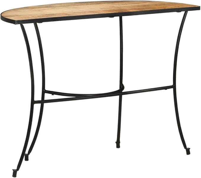 Half Circle Side Table 43.3x15.7x30.3 Inches Solid Mango Wood