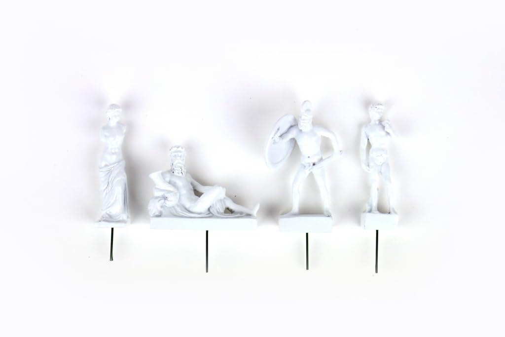 Gift Republic 4-Pack Plant Pot Statues Markers, Resin, White, One Size