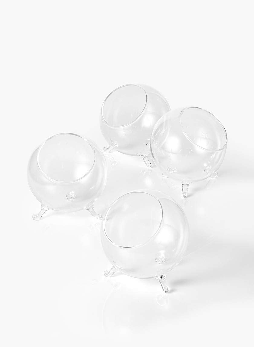 Serene Spaces Living Set of 4 Mini Greenhouse Bowl, Glass Balls for Plants, Succulent Orbs for Centerpiece at Weddings, Events, Measures 4.5" Tall and 4" Diameter