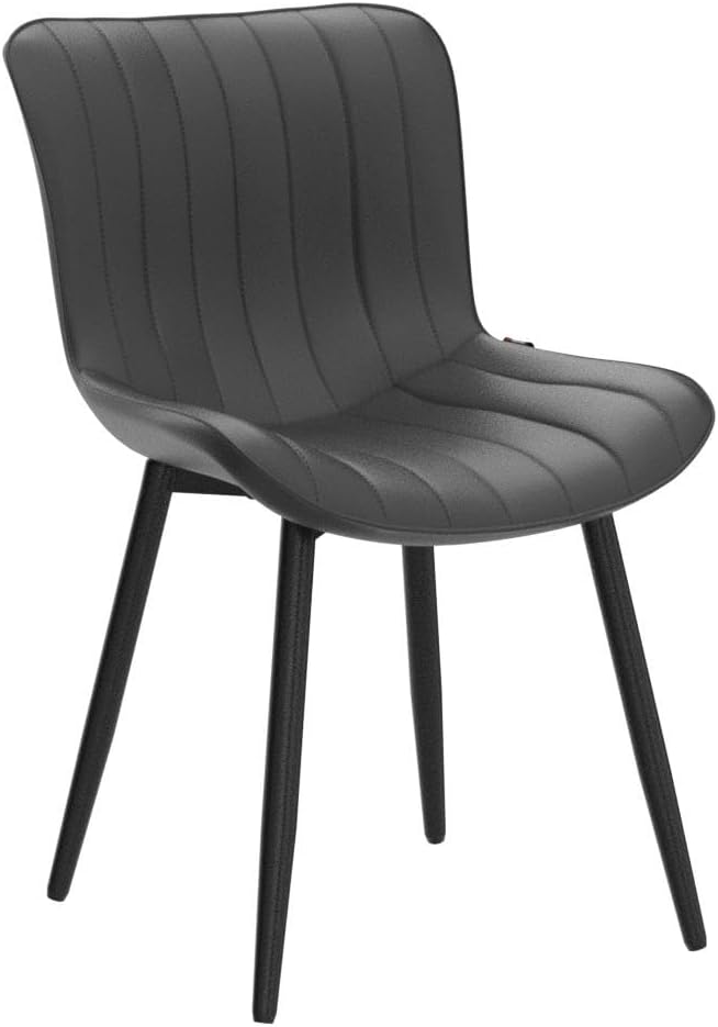 YOUNUOKE Black Dining Chairs Set of 2, Faux Leather Upholstered Kitchen &