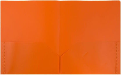 JAM PAPER Plastic 2 Pocket POP Folders - Durable School Folders - Orange - Bulk 48/Pack