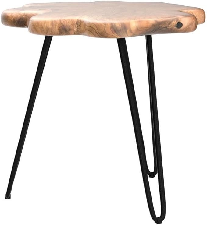 19.5 Inch Live Edge Side Table, Wood Freeform Small End Table