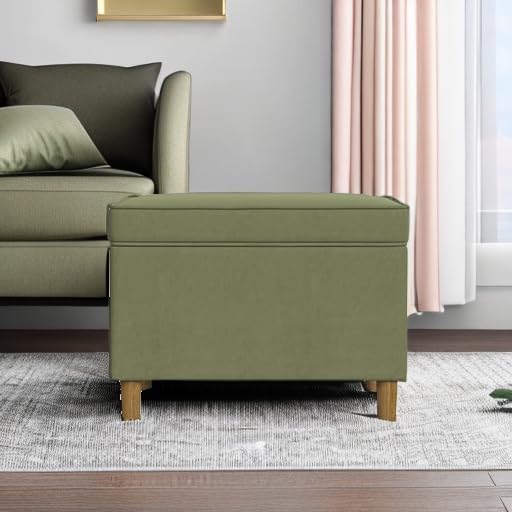 HomePop - Dinah 24" Storage Ottoman- Light Sage Green Velvet