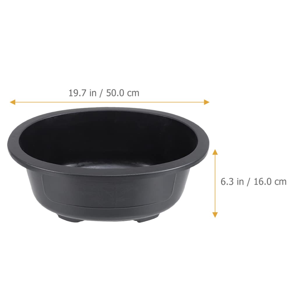 Angoily 2Pcs Bonsai Training Pot, 19 inch Plastic Bonsai Pot with Drainage Hole, Oval Planter for Desktop Decoration Nursery, Garden, Balcony, Office Desktop Decoration