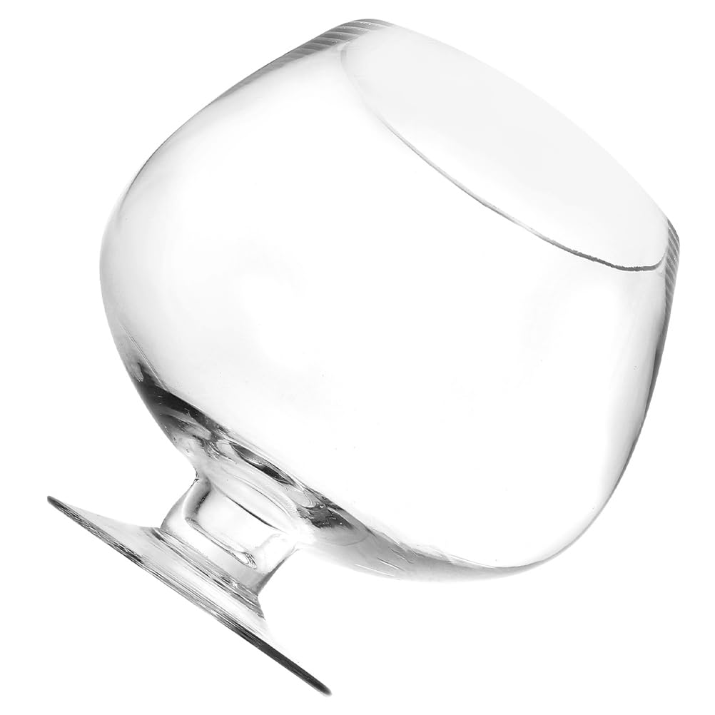 BESPORTBLE Glass Fish Bowl Vase - Clear Bubble Planter Terrarium Fish Bowl Wine Goblet Shaped Vase Transparent Hydroponic Bulb Floral Container