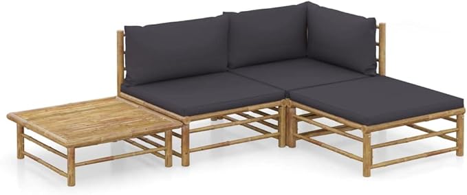 vidaXL Patio Lounge Set 4 Piece, Sectional Sofa