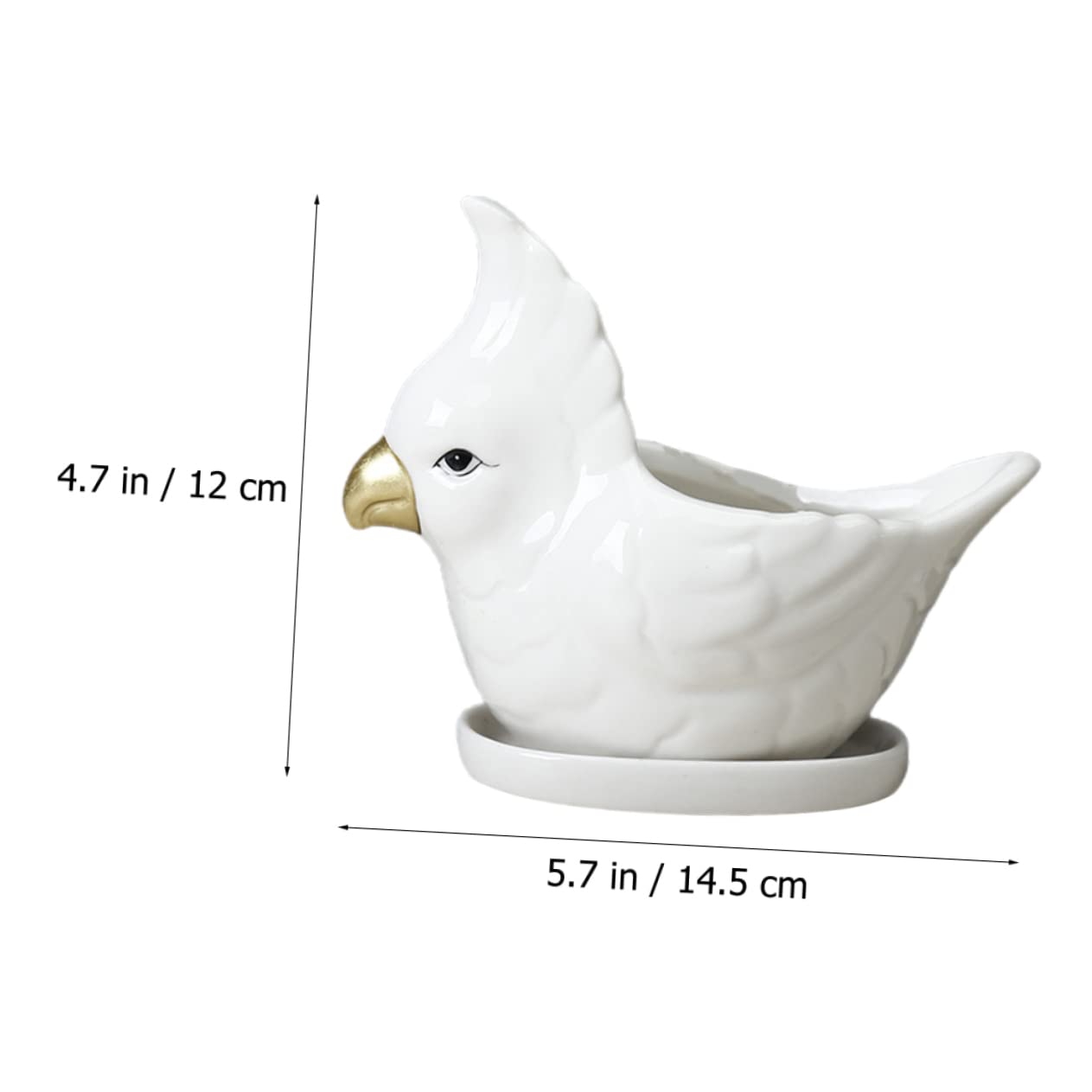 BESPORTBLE Ceramic Flower Planter with Tray Cartoon Parrot Design Indoor Succulent Pot Bonsai Container Gift and Home Decor