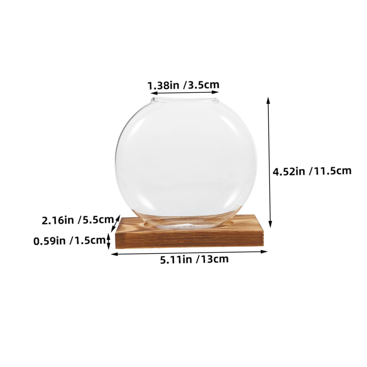 Toyvian 2pcs Hydroponic Glass Vase for Plants with Wooden Base Plant Propagation Station Indoor Terrarium Planter for Home Office Décor