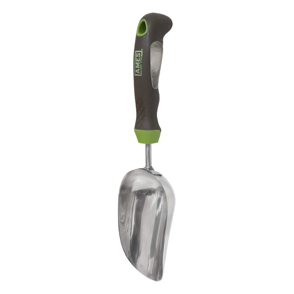 AMES 2445400 Stainless Steel Hand Soil Scoop with Ergo Gel Grip, 13-Inch, Gray