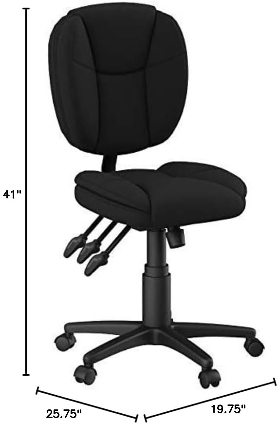 Flash Furniture Caroline Mid-Back Black Fabric Multifunction Swivel Ergonomic