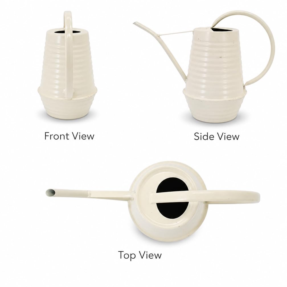 HORTICAN Small Watering Can, Matte Cream White, 34oz., Metal Watering Can with Long Spout, Nice Indoor Water Can, Plant Water Can for Indoor Plants