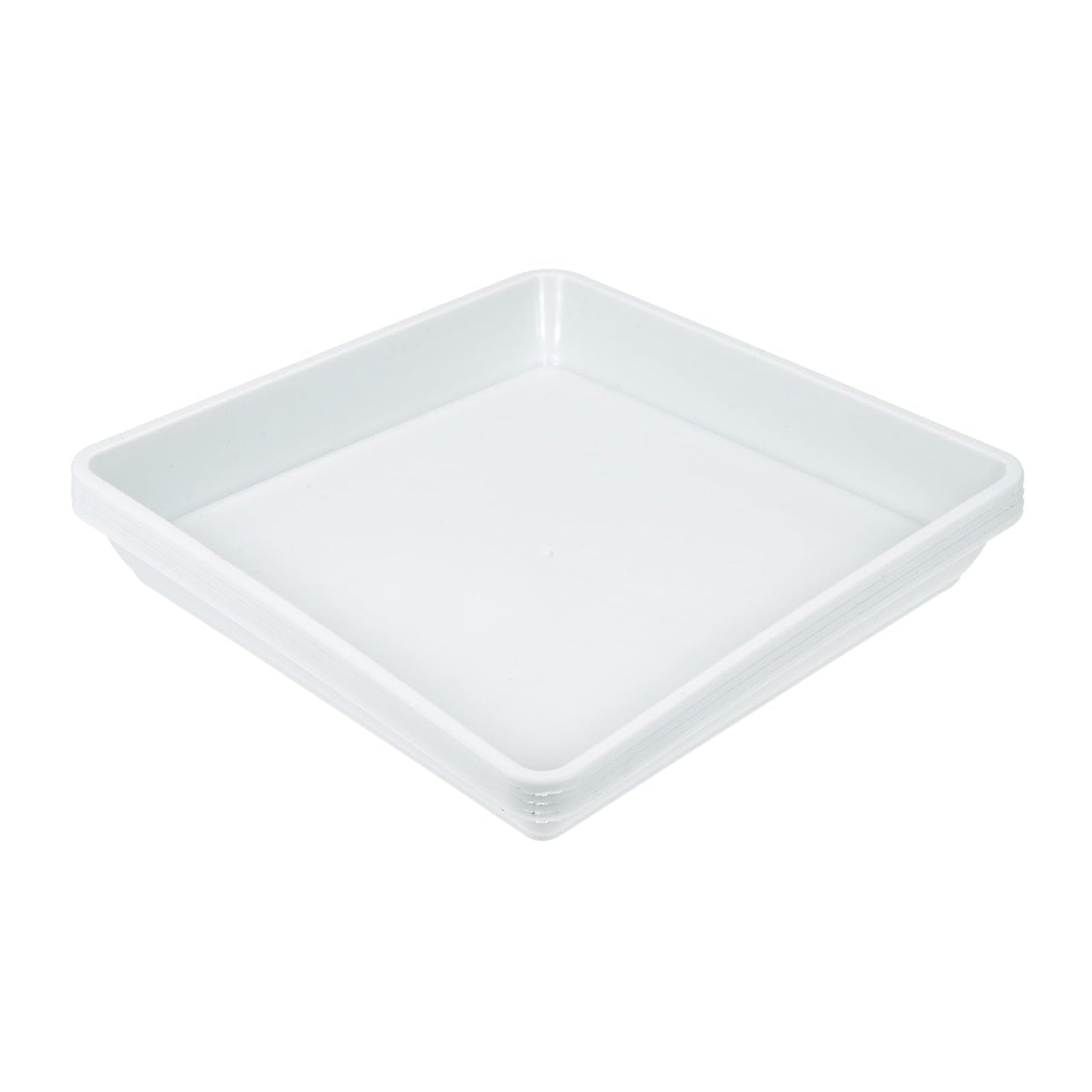TIXIPEM 7IN Plant Pot Saucer [4PCS] - Square Flower Drip Tray Use for Indoor Outdoor Courtyard Garden Potted Water Drips and Soil - [White] Plastic Flower Pot Trays
