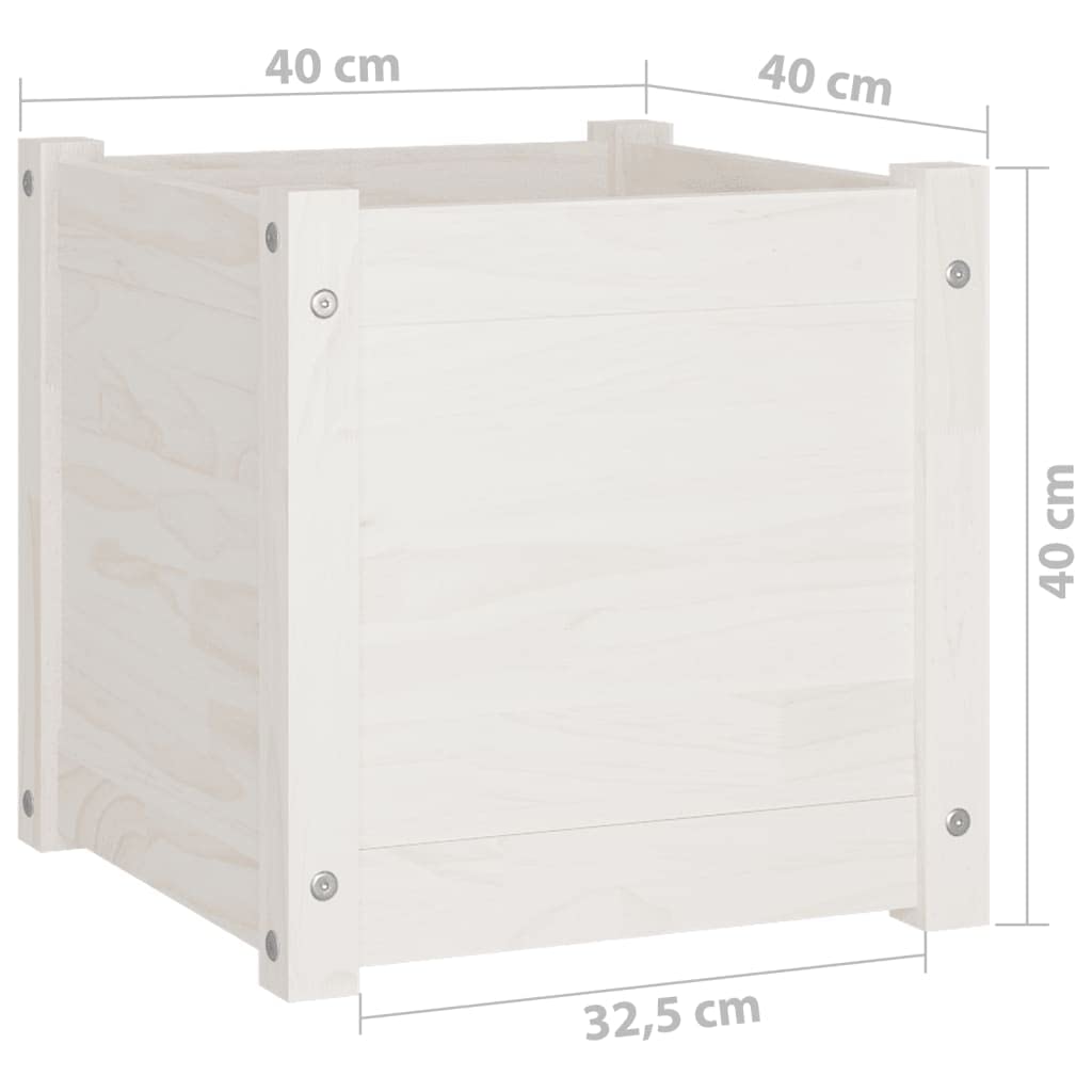 VGLQNRPT 2 Pack Wooden Planter Boxes 15.7 inch Square Flower Pots for Garden Patio Balcony White Pine Wood Vegetable Herb Container