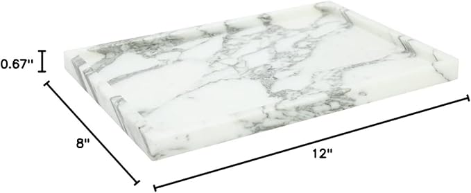 Real Luxurious Natural Marble Vanity Tray Genuine Marble Storage Tray