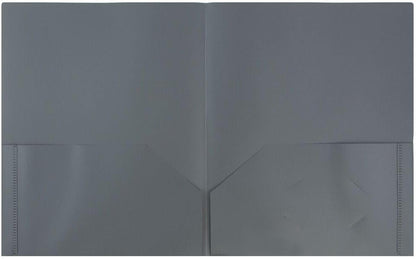 JAM PAPER Plastic 2 Pocket POP Folders - Durable School Folders - Grey - Bulk 144/Box