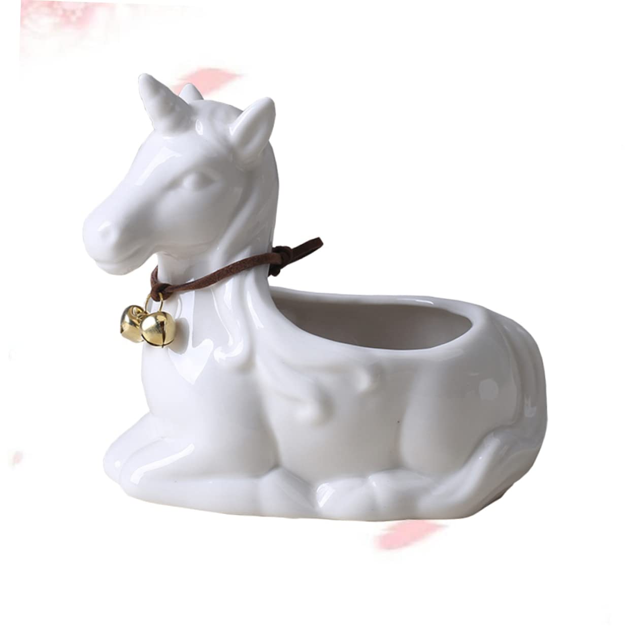OFFSCH Ceramic Unicorn Flower Pot 5.11X4.72X3.34In Cartoon Succulent Plant Container Decorative Desktop Adornment for Home Office Garden
