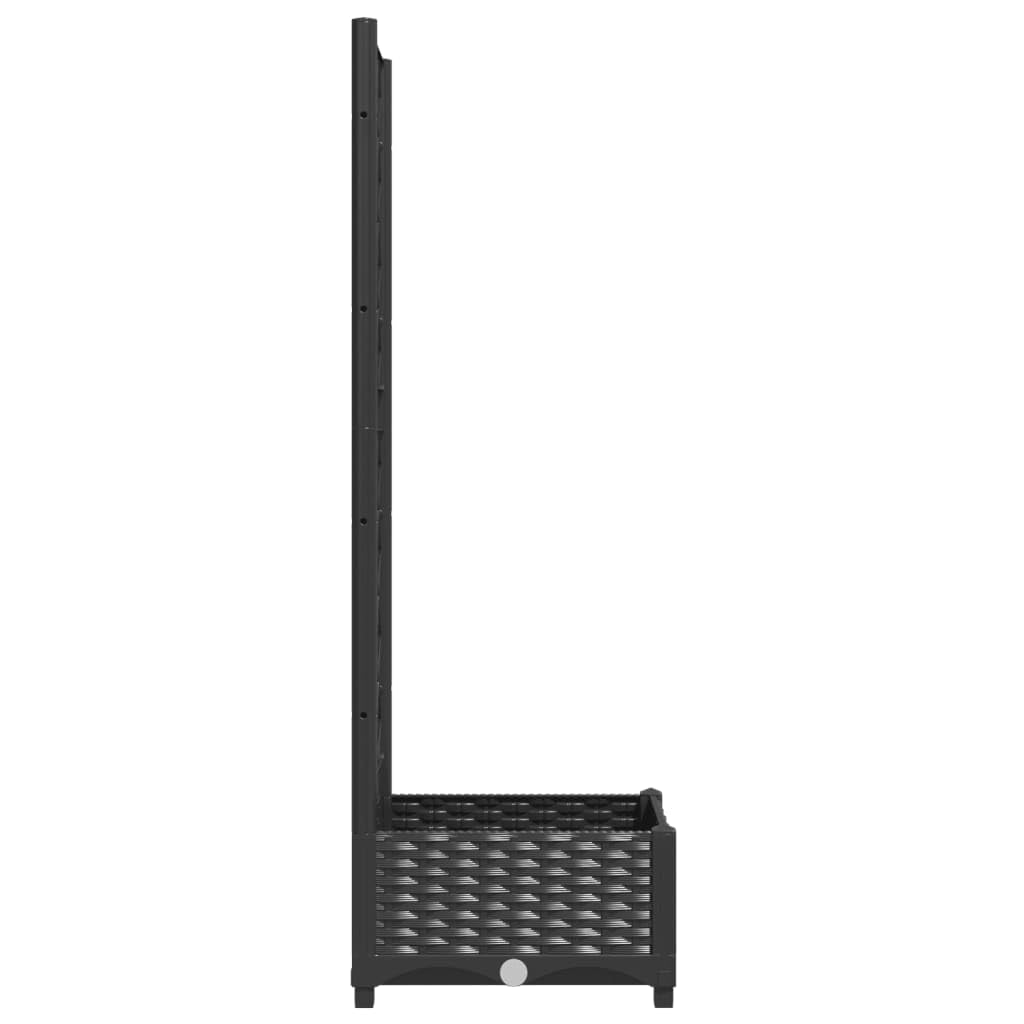 Kalmrek Garden Planter Black Polypropylene with Trellis 15.7 x 15.7 x 47.8 in Square Container for Outdoor Balcony Patio Raised Flower Display