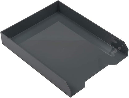 JAM PAPER Stackable Paper Trays - Grey - Desktop Document, Letter, & File Organizer Tray - 2/Pack