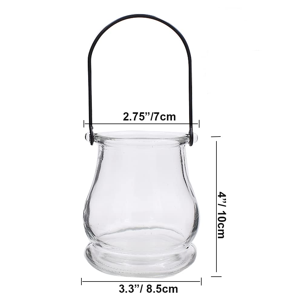 4 Hanging Glass Tealight Holder Plant Terrariums Glass Air Plants Tea Light Votive Candle Holders Home Garden Decor Table Setting Oranments, Clear