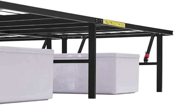 Amazon Basics Bed Frame with Ample Underbed Storage, Foldable Metal Platform