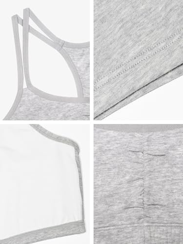Fruit of The Loom Womens Spaghetti Strap Cotton Pull Over 3 Pack Sports Bra, Skinny Stripe/White/Blushing Rose, 40