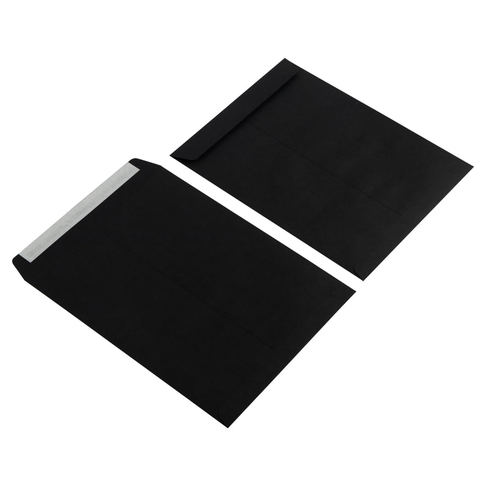 LUXPaper 10 x 13 Open End Envelopes | Peel & Press | Midnight Black | 80lb. Text | 50 Qty