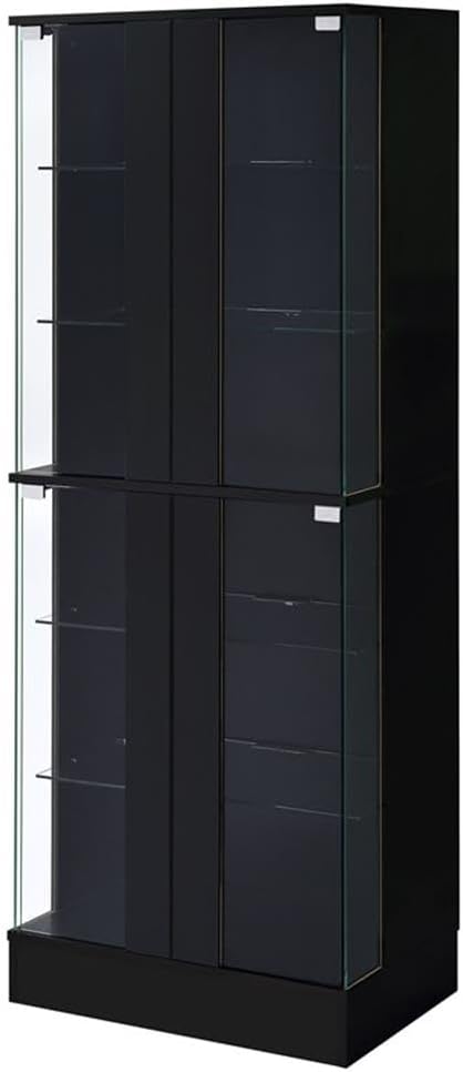 Pemberly Row Wood Curio Cabinet, 63.75" H x 24" W x 14.25" D, MDF and Glass